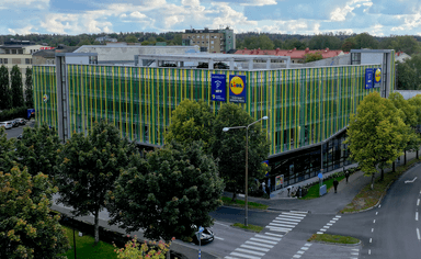 Vy över ett parkeringshus