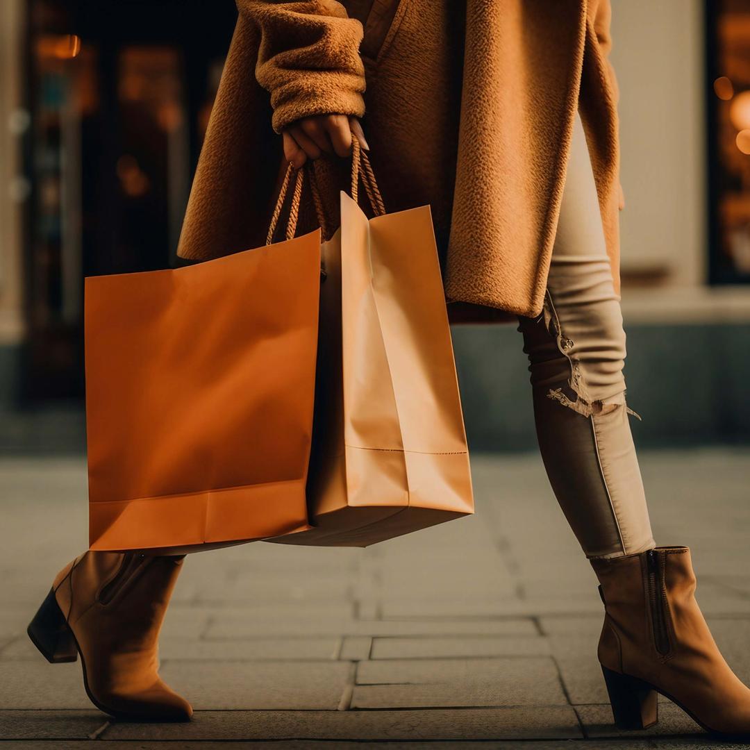 Genrebild från Adobe Stock som visar kvinna bärandes på shoppingkassar