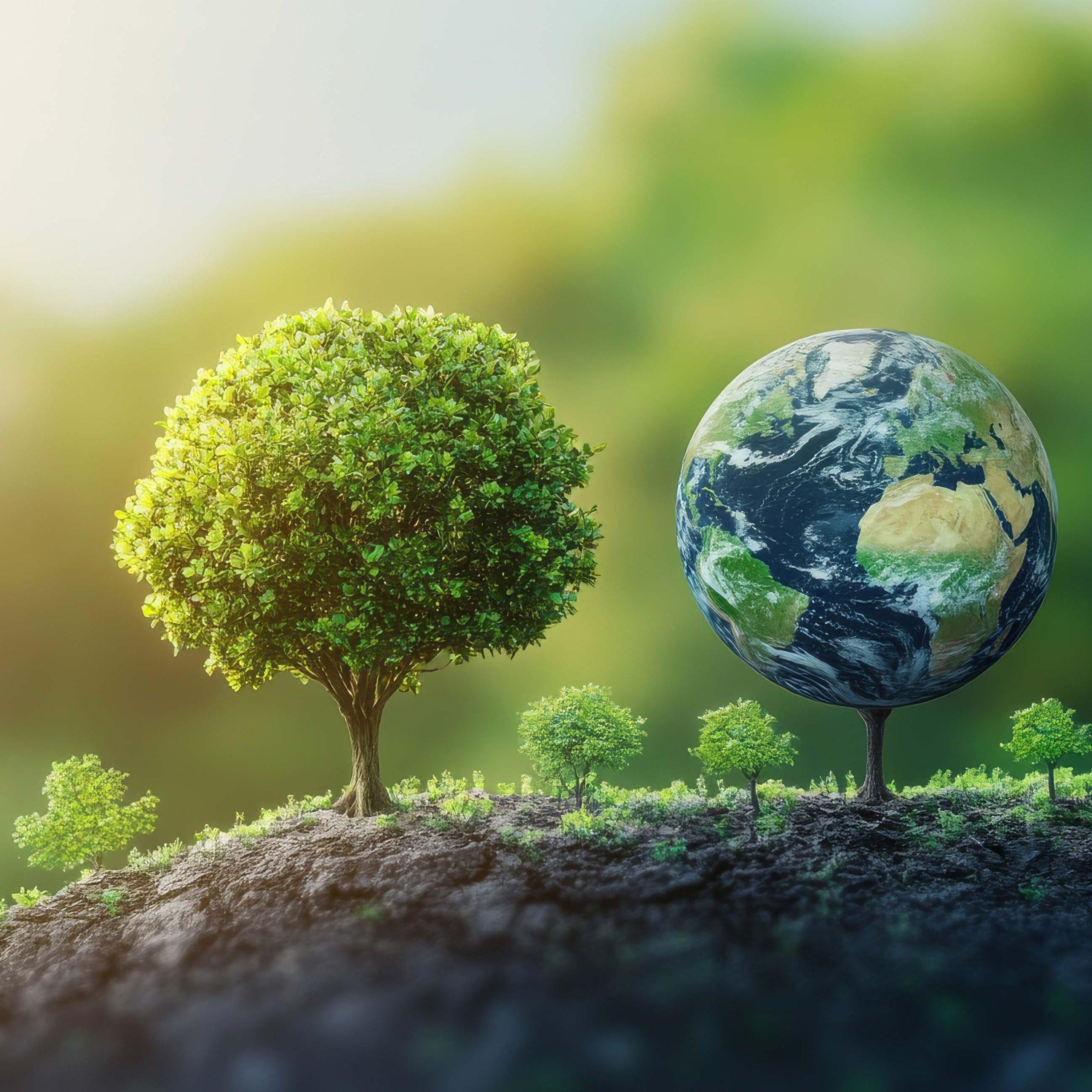 AI-bild från Adobe Stock som visar träd och ett jordklot